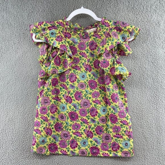 BANJANAN Women's Klara Top Floral Ruffle SIze XS Purple Yellow Daisy Print - Picture 4 of 15
